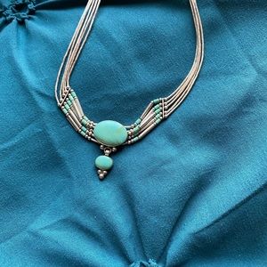 Turquoise and silver choker